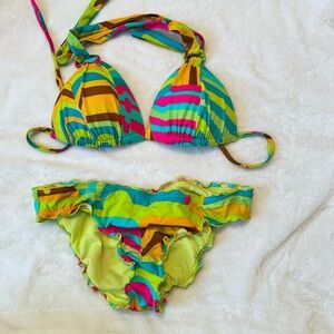 Colorful Striped Bikini Set